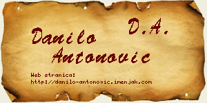 Danilo Antonović vizit kartica